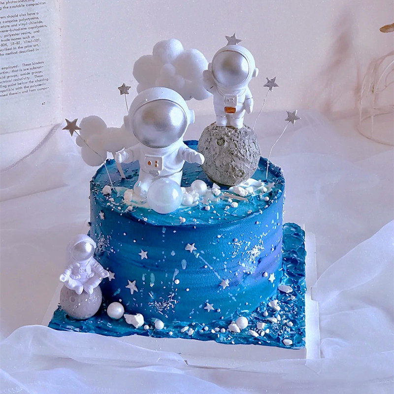 儿童生日蛋糕装饰摆件宇航员航天员航天飞机星球宇宙火箭插牌节日装扮
