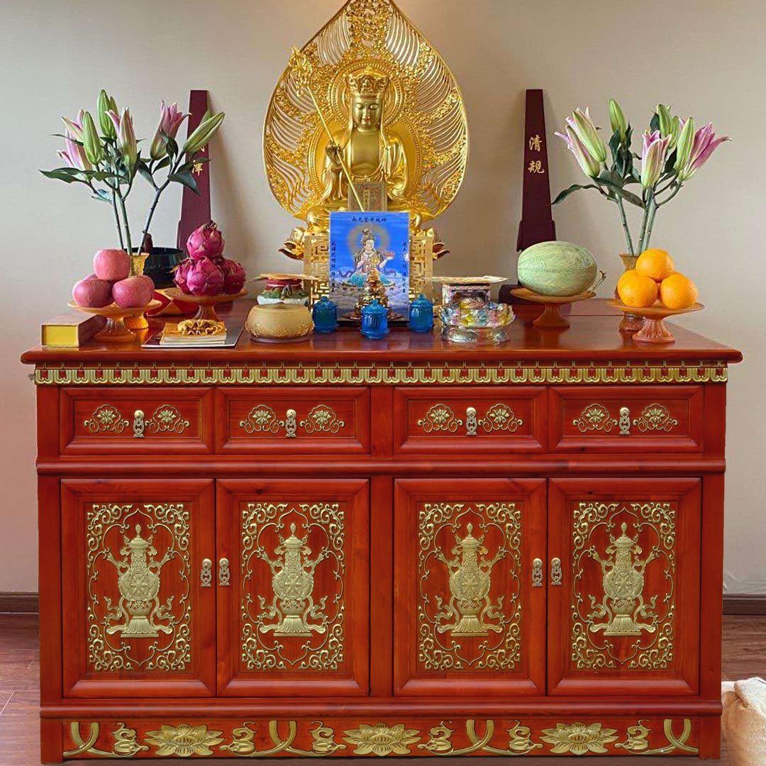 藏式实木佛柜佛龛供台家用财神爷供奉寺庙佛堂动漫水杯