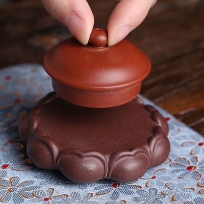 盖置宜兴紫砂匠人刘凤俊手工原矿紫泥台座茶壶盖托茶道