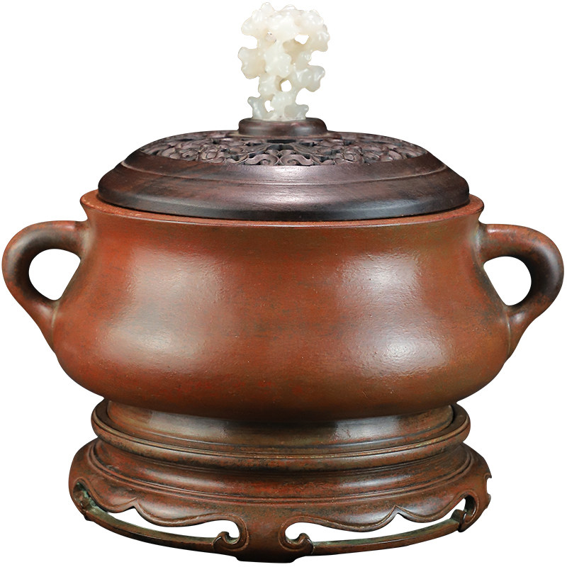 东方香天下陈巧生香炉蚰龙耳彝紫铜家用茶道檀香香薰炉