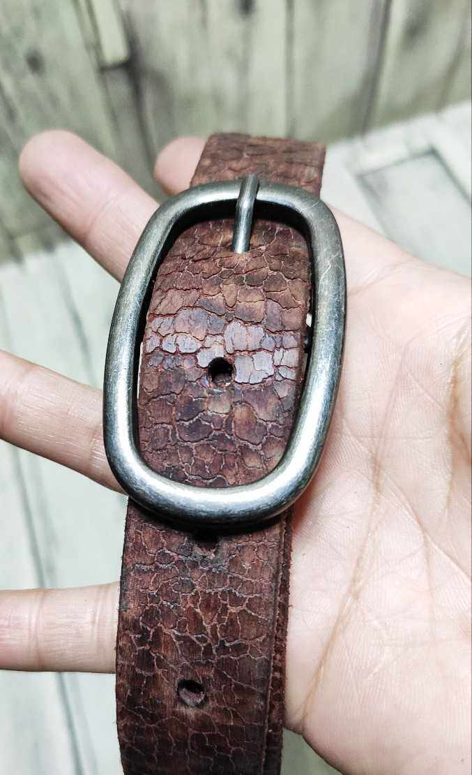 爆裂裂纹复古做旧深红色头层牛皮女款腰带皮带其他配件