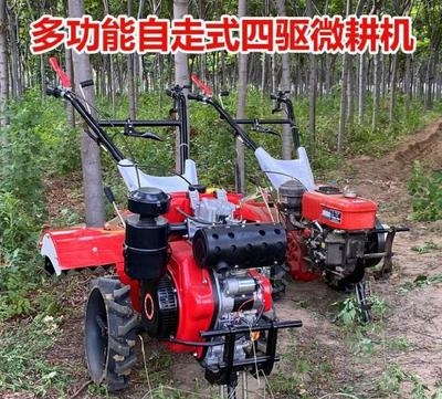 水田农机式汽油款四驱打土机拖拉机农用耕地农机大型旋耕机管理