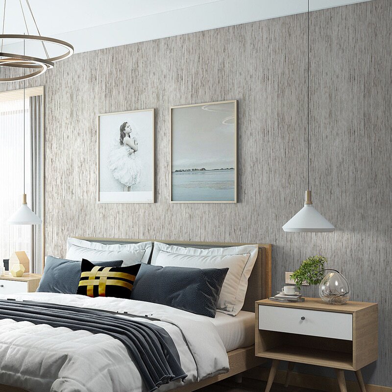 素色无缝墙布背景墙加厚纱线高档卧室壁布咖色墙布