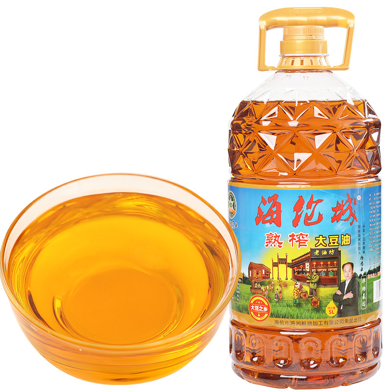 豆油海伦非转基因食用油笨榨5l大豆压榨桶装浓香大豆油