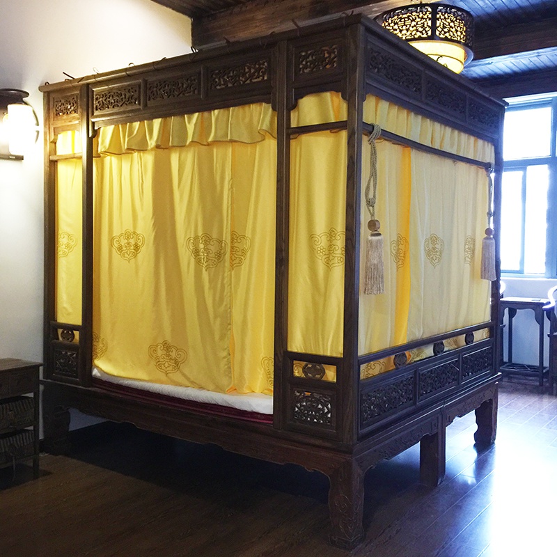 博帏中式蚊帐仿古古典风格双月洞拔步架子床明床幔