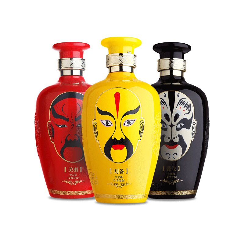 52度脸谱白酒粮食香型浓香组合国粹500ml关张国产白酒