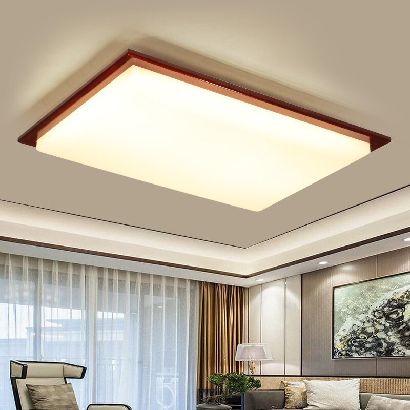 中式吸顶灯客厅长方形实木中国国风现在简约led客厅吸顶灯