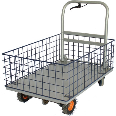 平板车行走刹车围栏手推车拉货工具静音折叠框车平板手推车