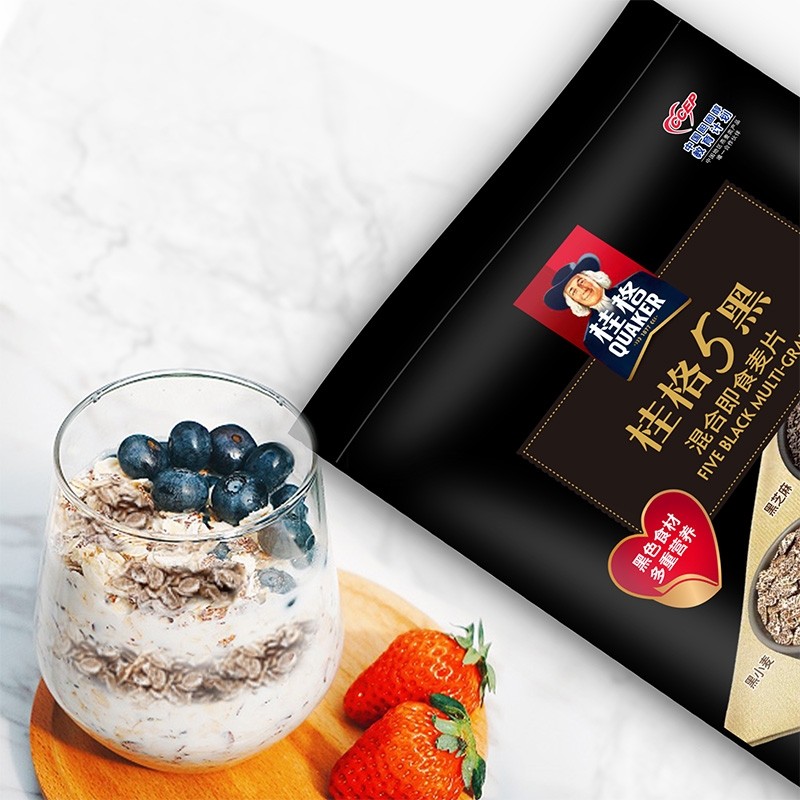 桂格五黑混合谷物燕麦片518g袋装冲饮芝麻早餐水果