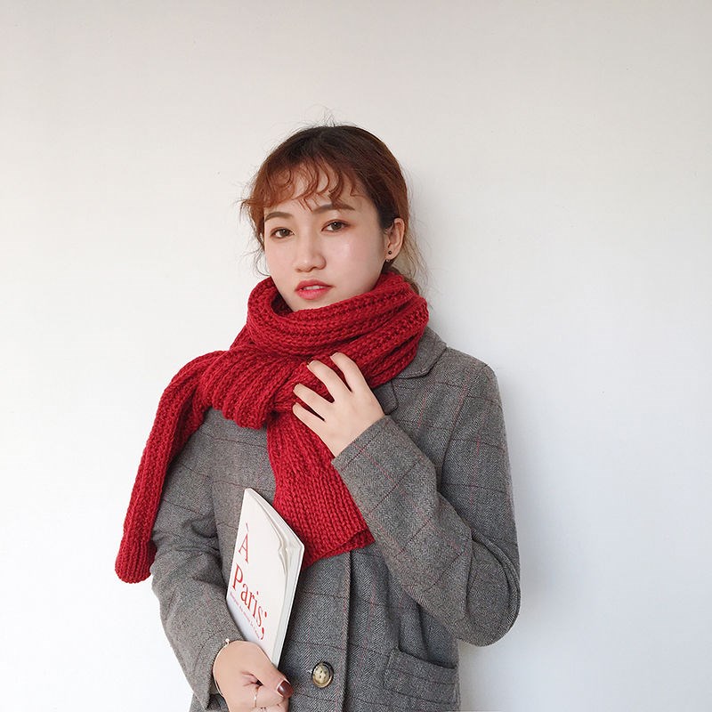 纯手工围巾diy 手织成品秋冬情侣围脖厚生日送男女友礼物平针纯色