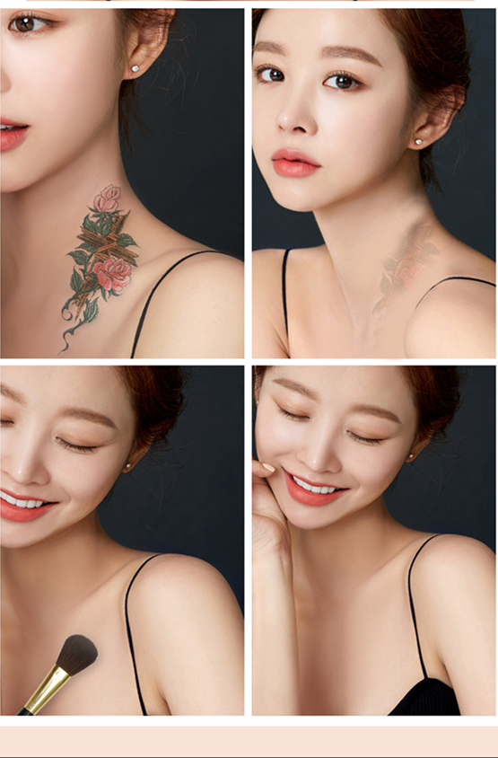 纹身遮瑕遮盖膏肤雀斑痘印白斑疤痕胎记霜贴遮瑕