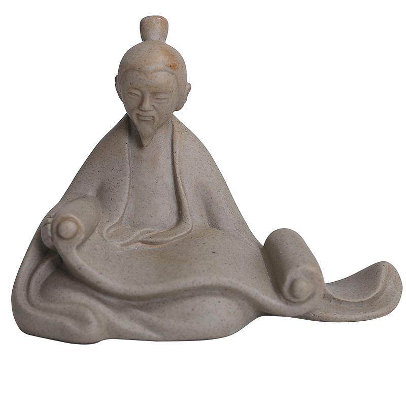 粗陶古韵琴棋书画人物迷你创意茶宠雕塑雕塑家家居茶宠摆件