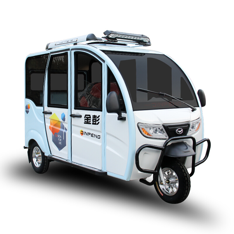 三轮车金彭君悦电动全封闭式带棚新能源拉客拉货两用电动三轮车