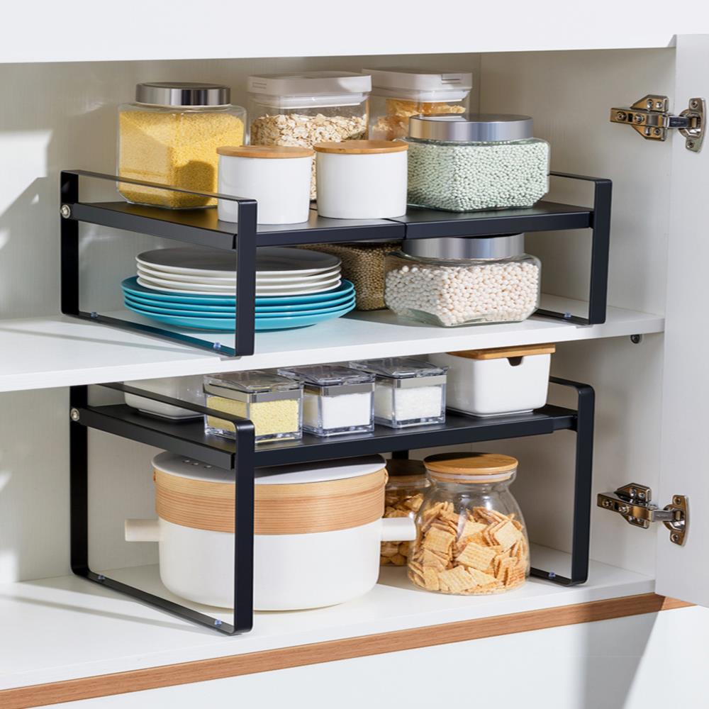 可伸缩厨房台面置物架桌面调料收纳橱柜内分分层厨房置物架