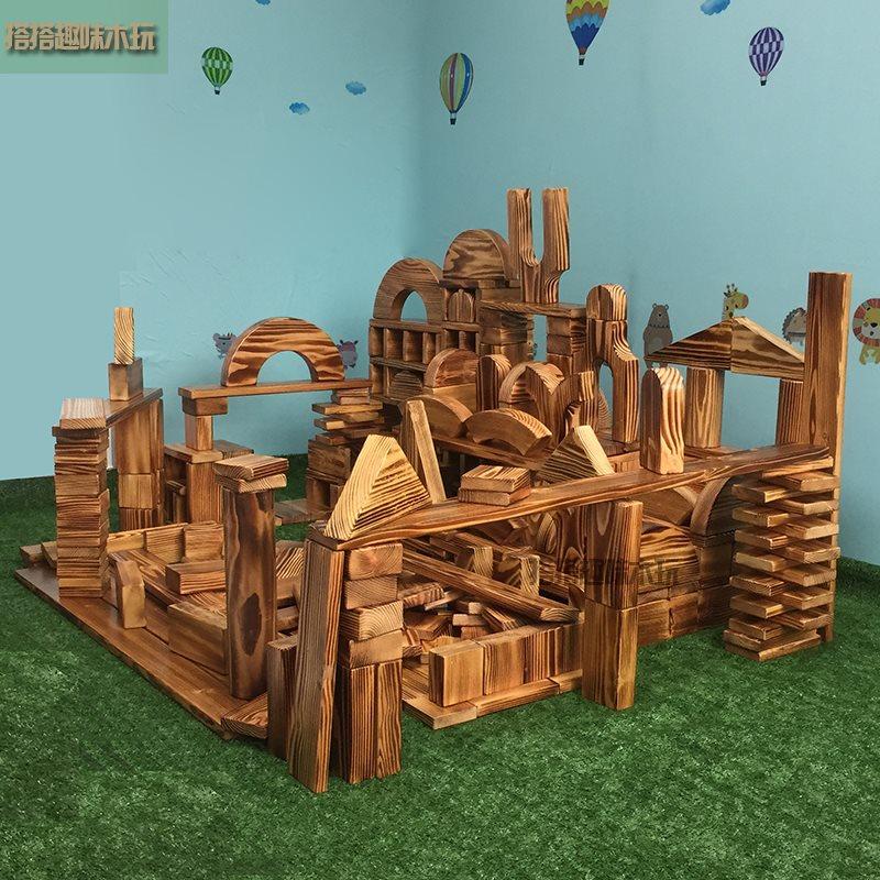 幼儿园碳化积木木炭大型超大原木儿童建构区搭建塑料积木