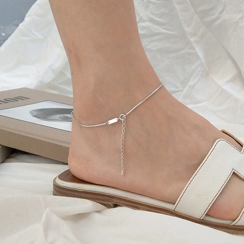 纯银蛇骨脚链女款韩版简约个性网红ins脚踝脚链