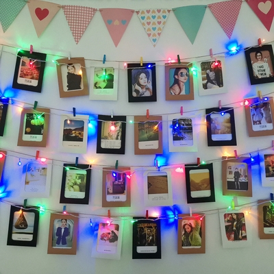 绳子悬挂床头相片寝室照片挂绳免复复古相框照片墙