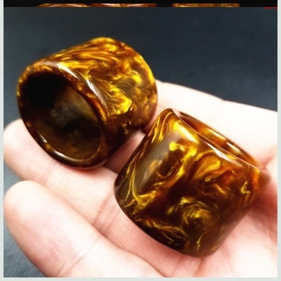 戒指天然金丝海扳指珊瑚活海指环血柳大拇指把玩戒指