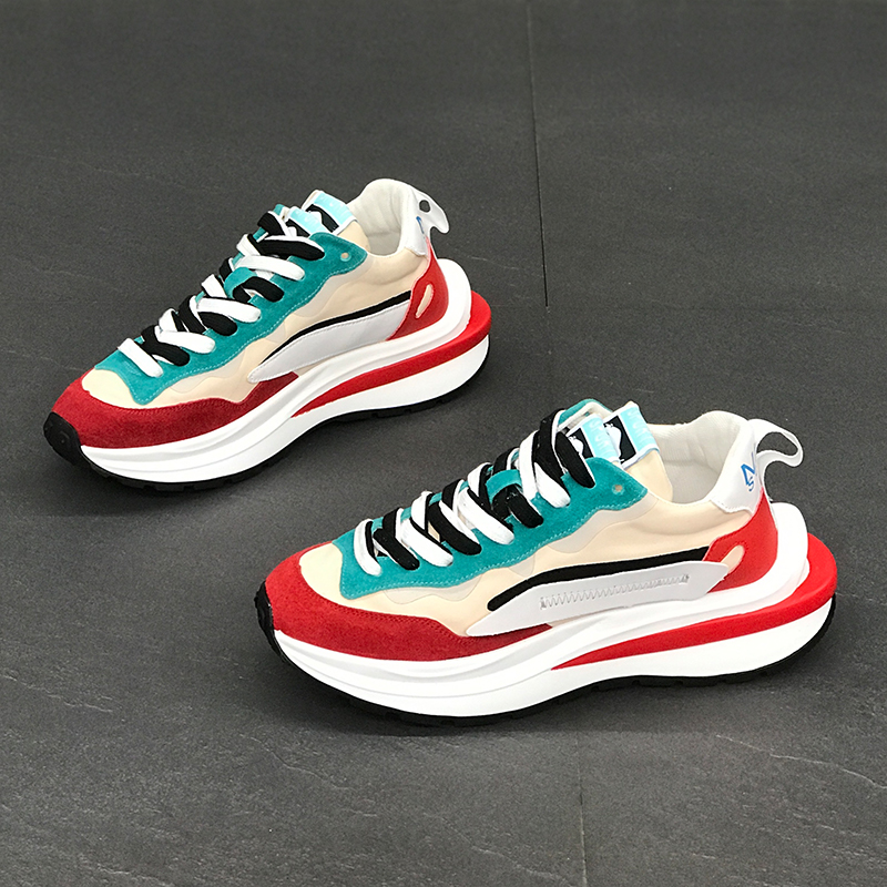 潮牌夏季新款厚底休闲布面韩版网红老爹鞋男透气百搭经典华夫男鞋