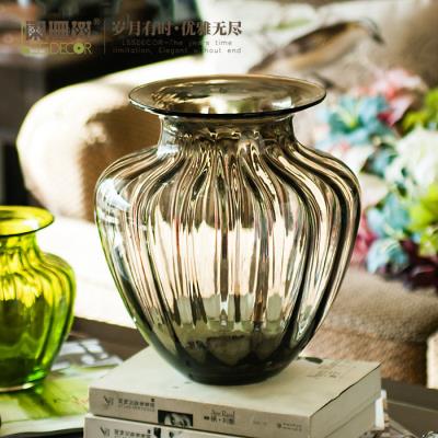 巴洛克风格大浮透明玻璃花瓶器北欧式复古装饰摆件