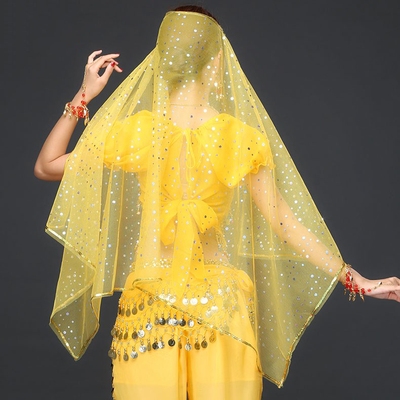 头巾新疆纱巾面纱遮脸包头帽子头纱亮点网布肚皮舞配饰