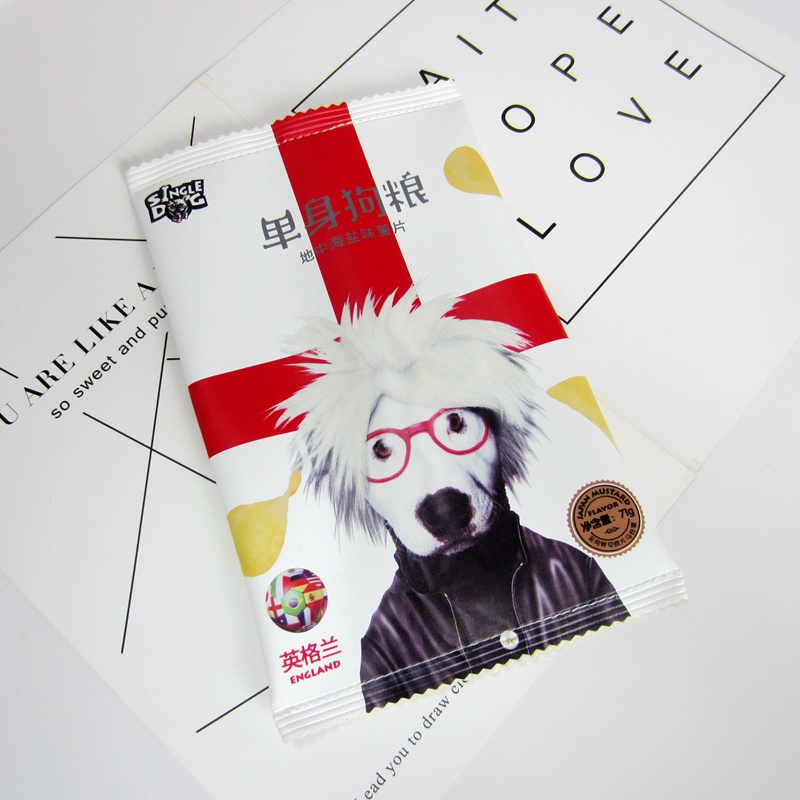 单身狗粮笔简约小清新创零食薯片铅笔盒可爱中学生笔袋