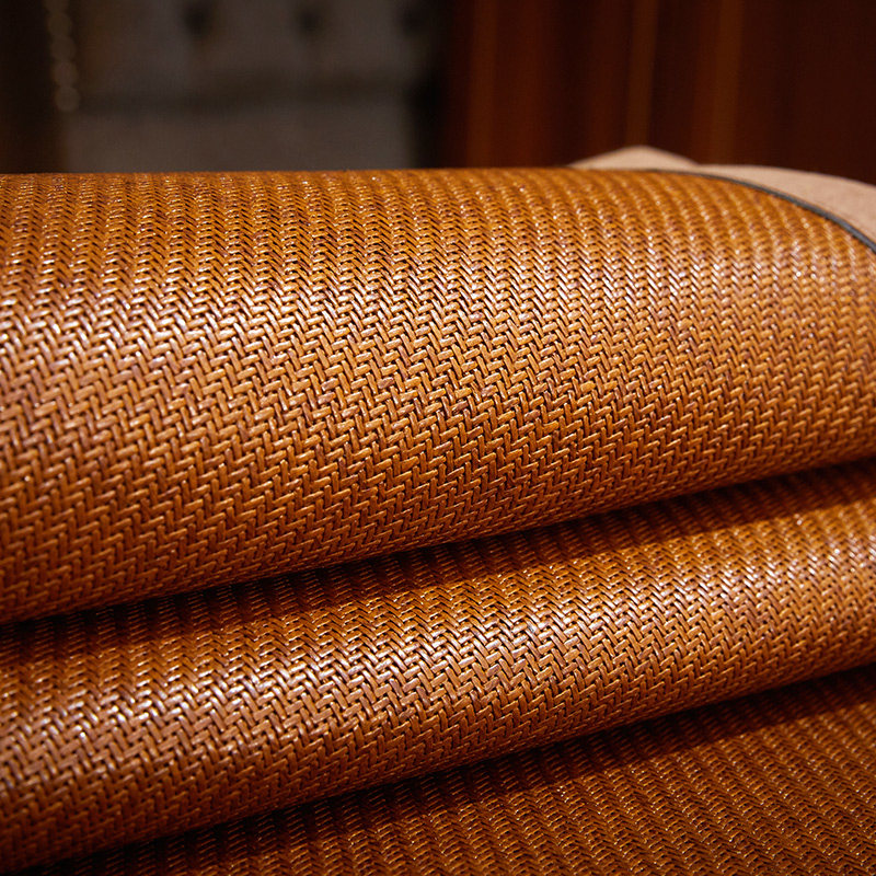 藤席天然纯藤印尼夏季凉席三件件套刺绣可折叠凉席