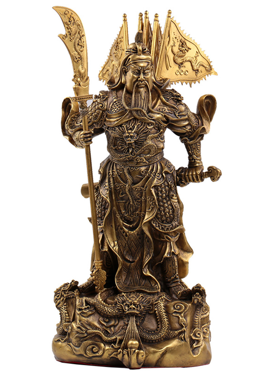 纯铜九龙关公武财神财神爷关羽神像风水招财店铺摆件