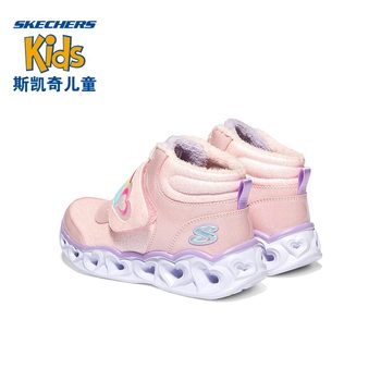 Skechers 2024 Spring Girls Velcro Flash ເກີບບາດເຈັບແລະເກີບອົບອຸ່ນສະດວກສະບາຍ 302669L