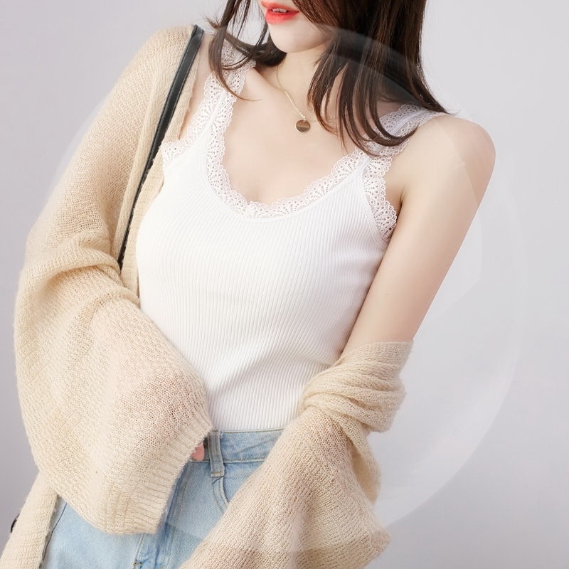 蕾丝内搭打底上衣无袖修身外穿小花吊带背心背心吊带