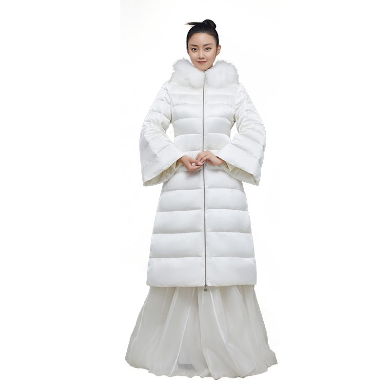 吉祥女装芊芊羽绒服桑蚕蚕丝鹅绒狐狸毛皮国风民族服装