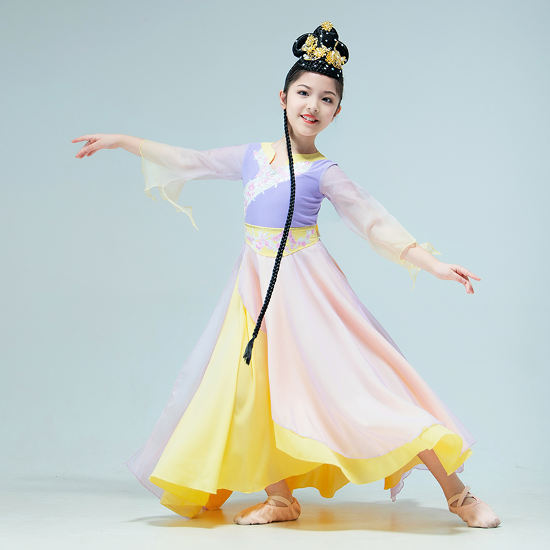 新款儿童古典舞蹈演出服女童汉服仙女飘逸连衣裙儿童演出服