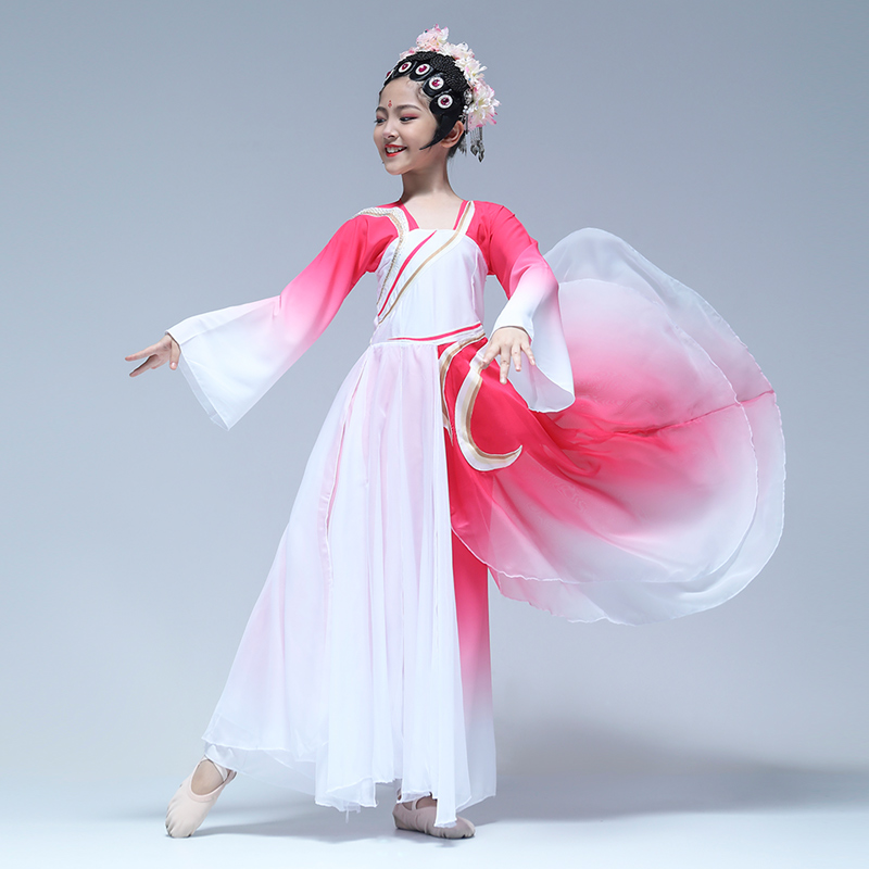儿童古典锦瑟舞蹈桃李飘逸女童演出服长裙中国儿童演出服
