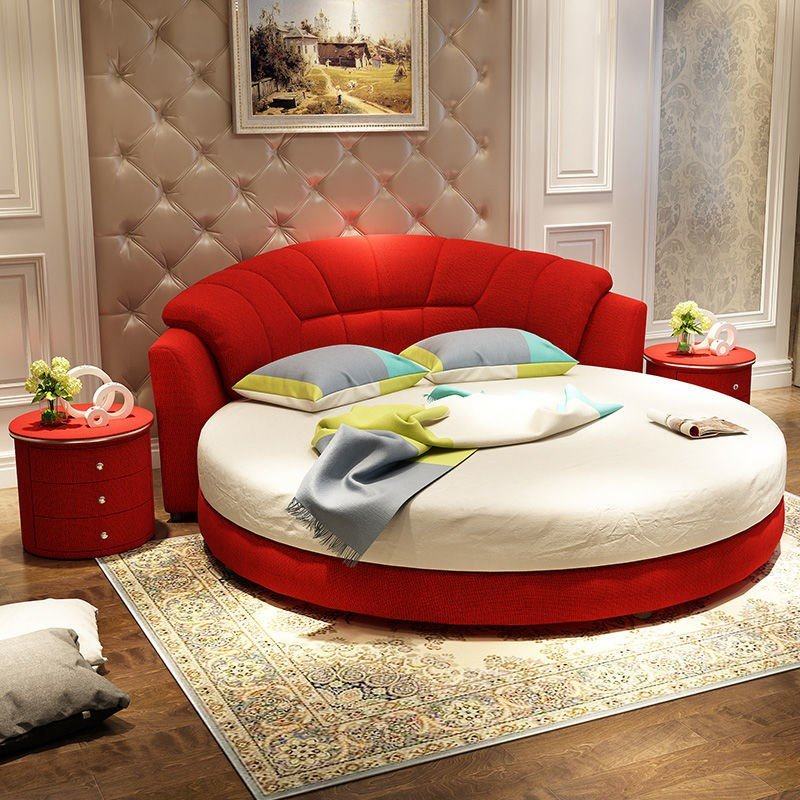 圆床双人床新款圆床双人床公主宾馆酒店情侣布艺布艺床