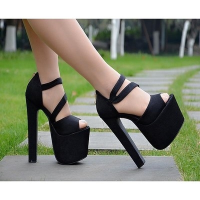 恨天高30厘米新款夏粗跟18舞台夜店超高跟厚底凉鞋