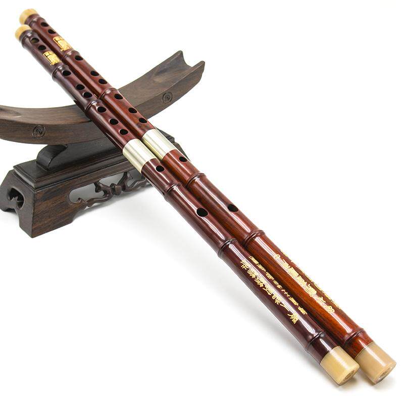 日本防裂红木横笛二节牛角高档er建明演奏笛子