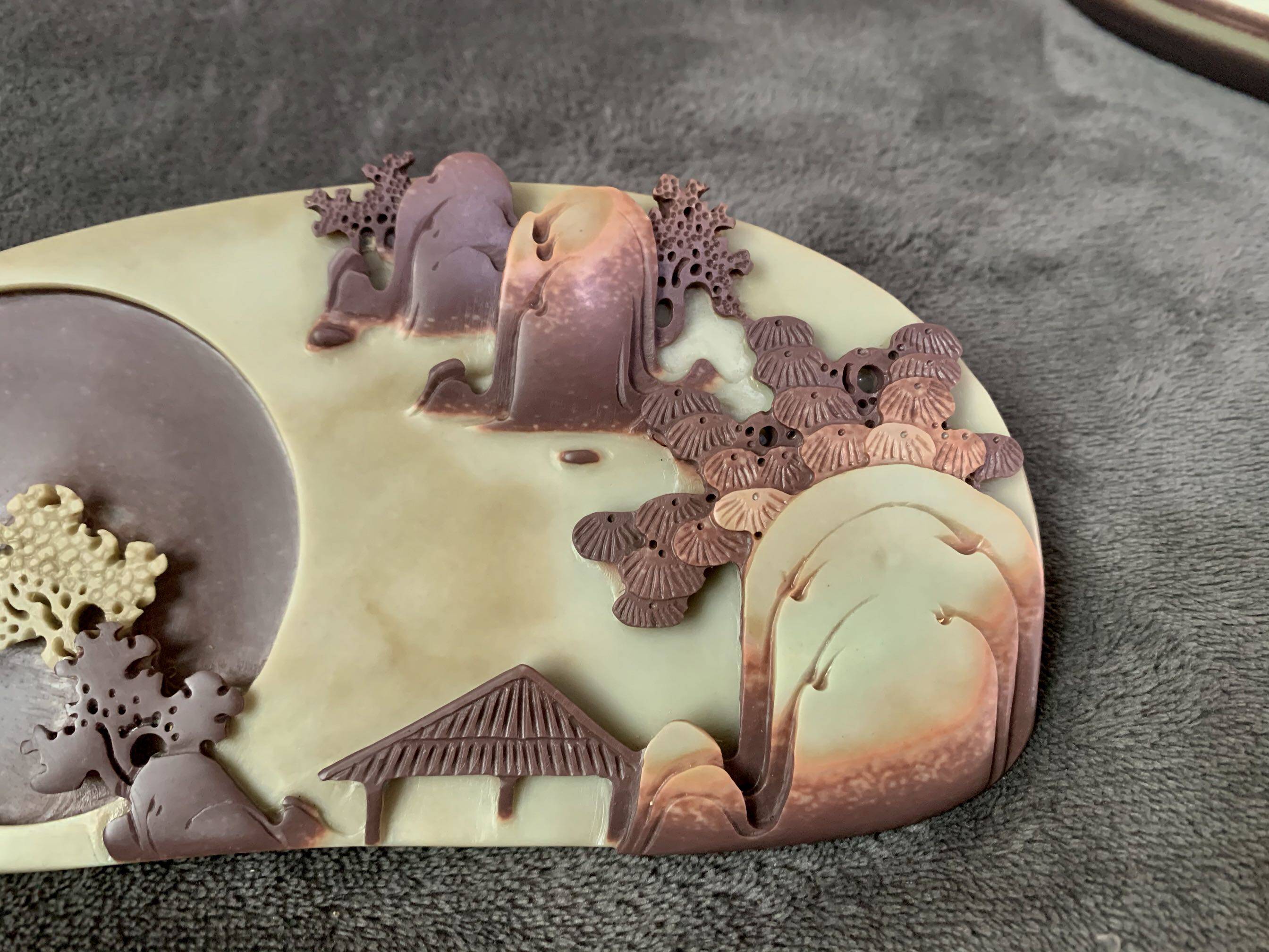 紫袍玉带茶海紫袍整块天然茶台石头茶盘石砚台砚石文房四宝