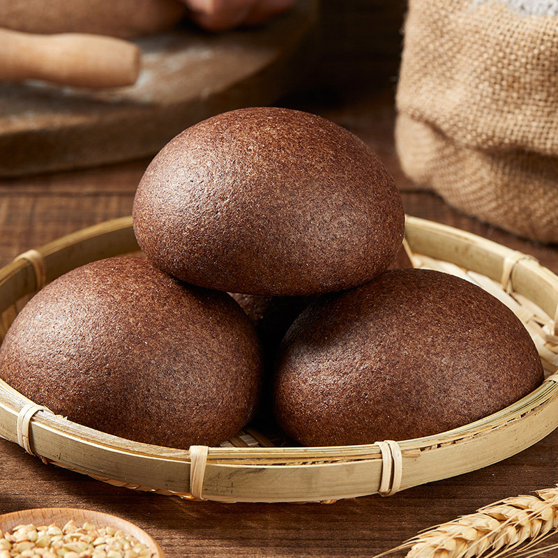 馒头黑全麦荞麦杂粮五谷粗粮低脂主食代餐早餐半成品速食速冻面点