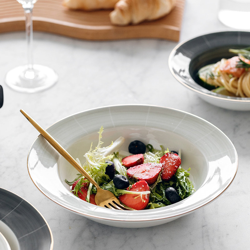 创意意大利西式汤碗法式汤盘宽边白色西餐餐盘盘