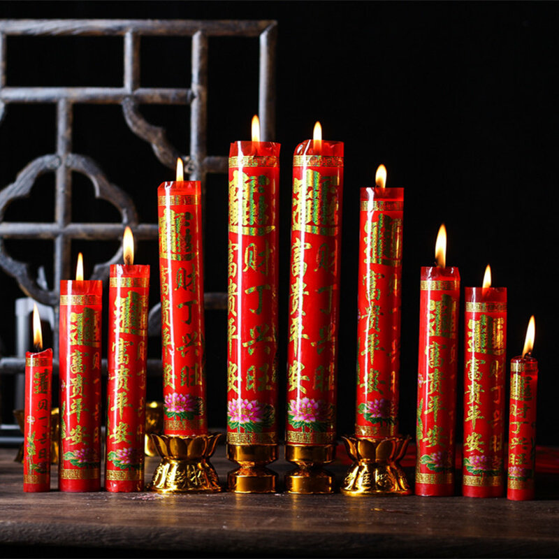 带铁座红色祭祀拜神无味无烟香烛搬家家用结婚蜡烛