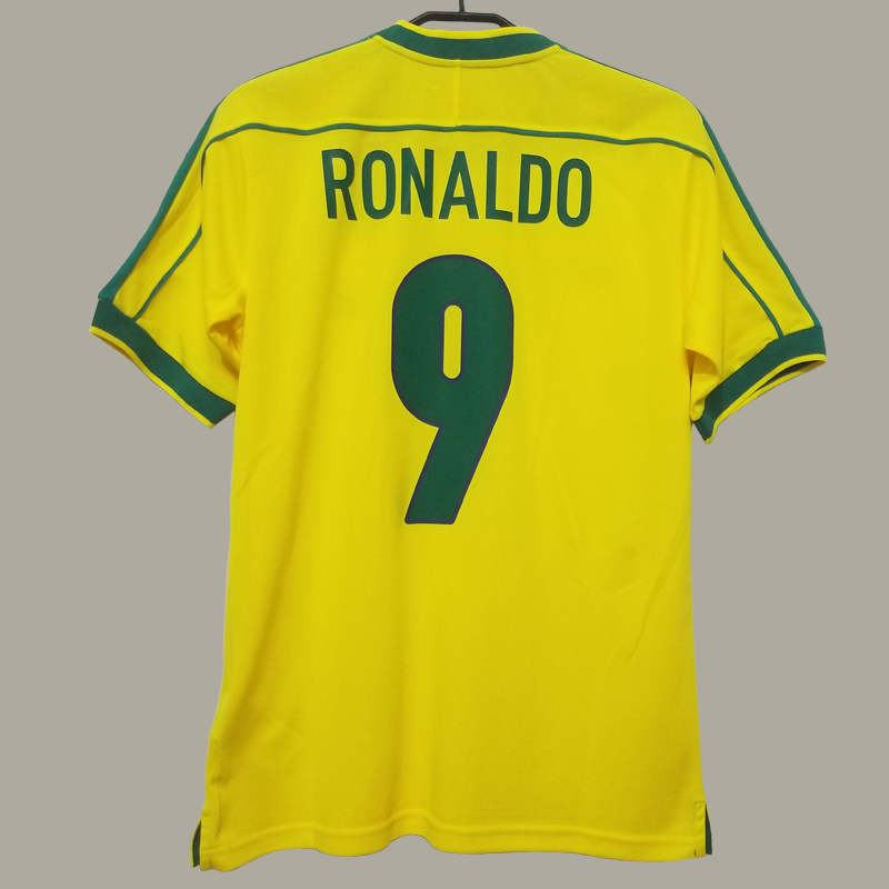 1998年巴西主场足球罗纳尔多里瓦尔多小罗复古球衣训练足球服