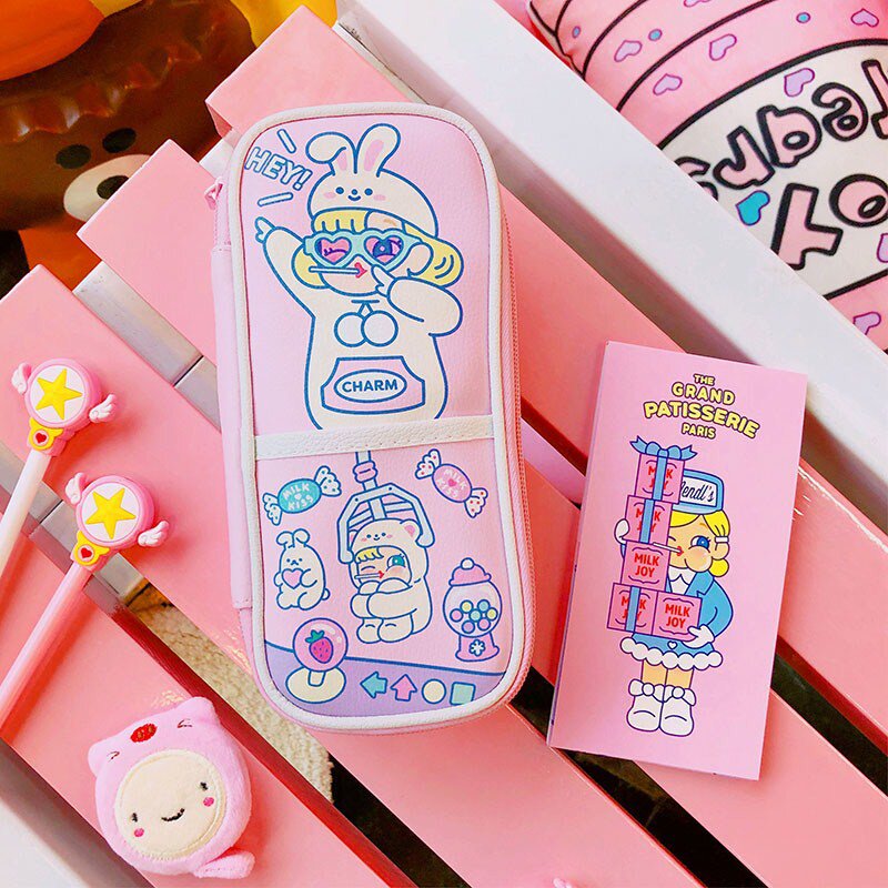 韩版卡通女孩简约少女文具盒可爱日系创意个性大容量笔袋