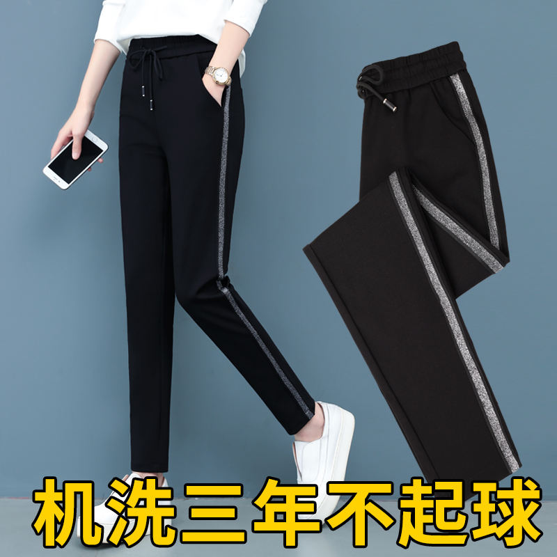 运动裤女秋冬加绒裤子2021新款爆款春秋大码妈妈女士冬季休闲女裤