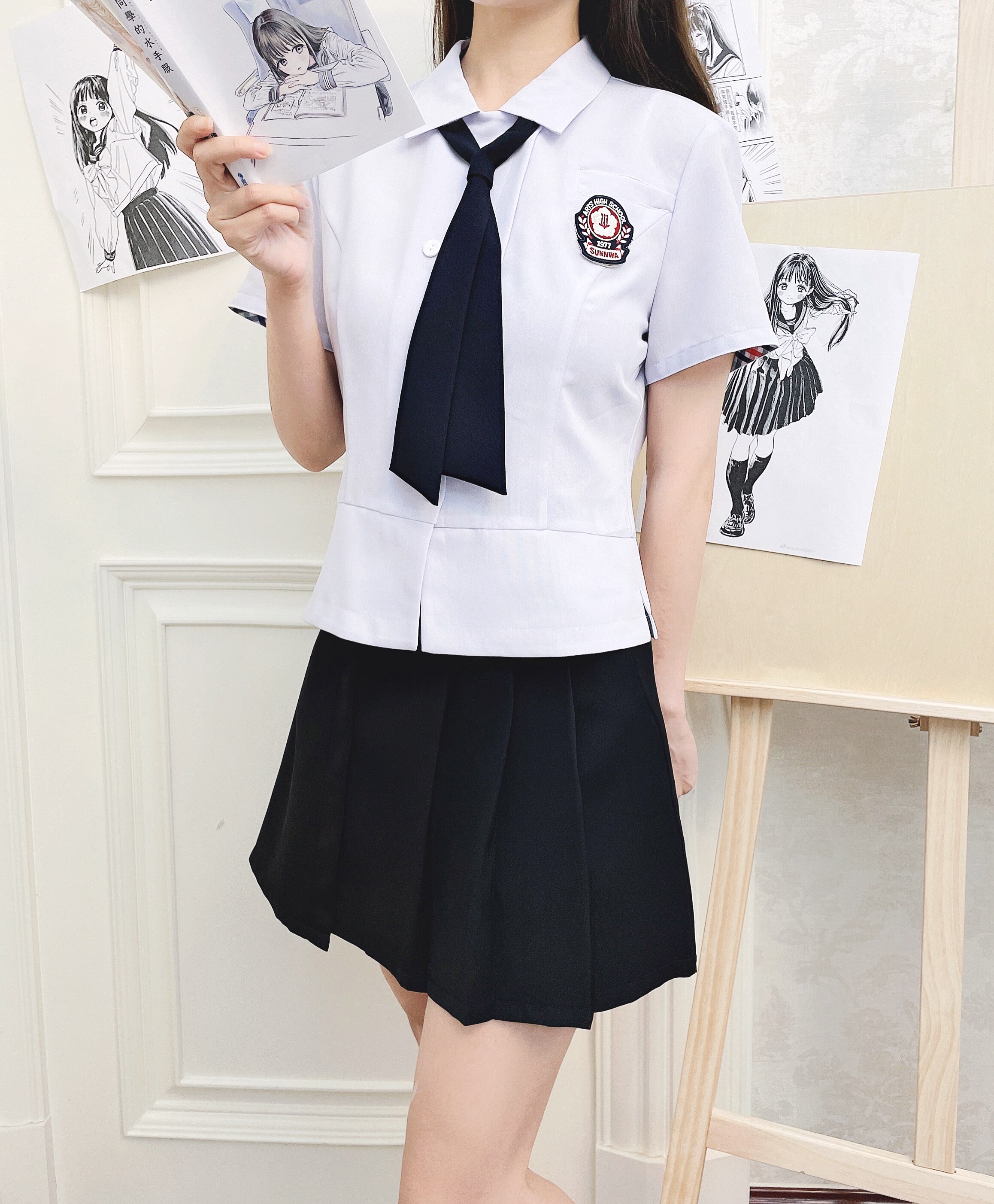 韩国校服艺高jkdk情侣短袖衬衫制服网红学生校服