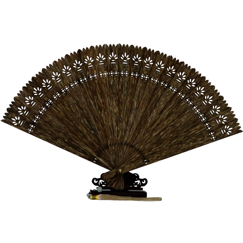 越南芽庄沉香折扇5a级黑油沉香木扇子高端扇子
