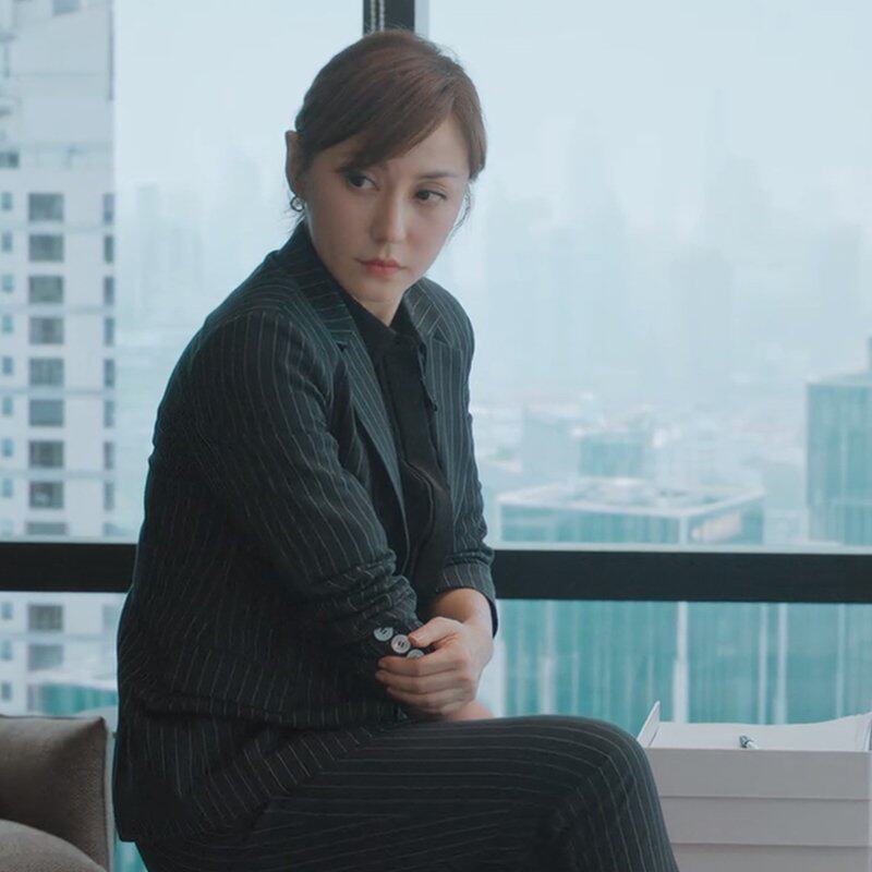 生活家程帆扬刘心悠同款黑色条纹西装套装时尚百搭简约女私人定制