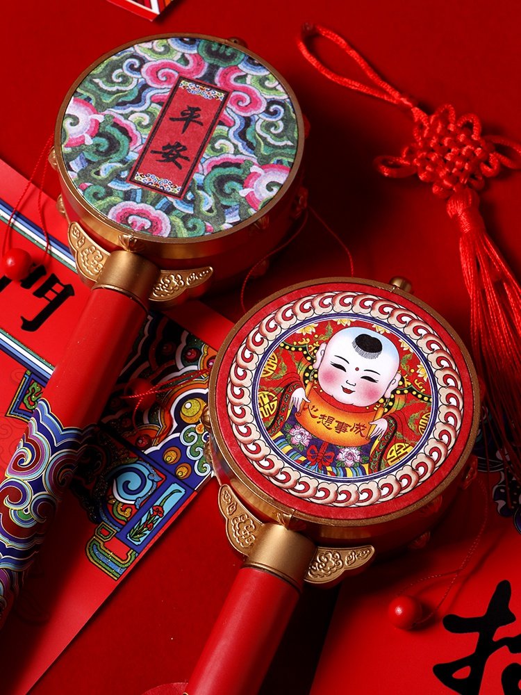 创意玩具礼品拨浪鼓婴儿玩具传统复古古风手摇波浪创意