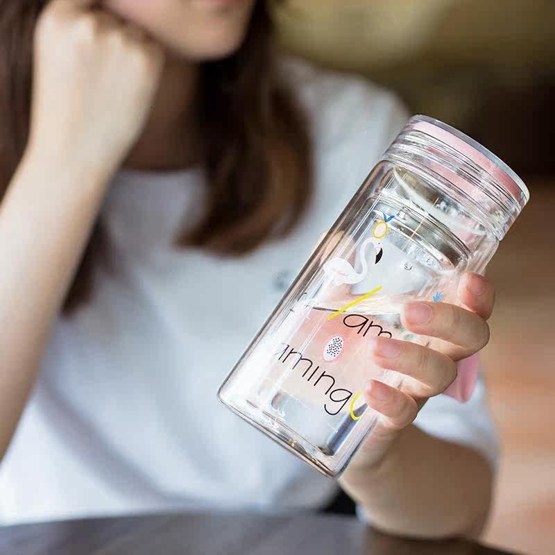 便携迷你可爱小巧水杯女生清新超萌小号玻璃杯子泡茶带过滤网防烫
