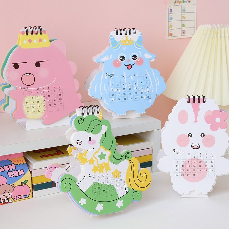 创意迷你学生桌面可爱2021年动物卡通日历立体台历