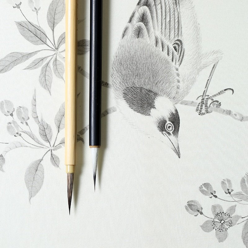 勾线三花紫毫兔毛工笔花鸟毛笔白描唐卡国画毛笔